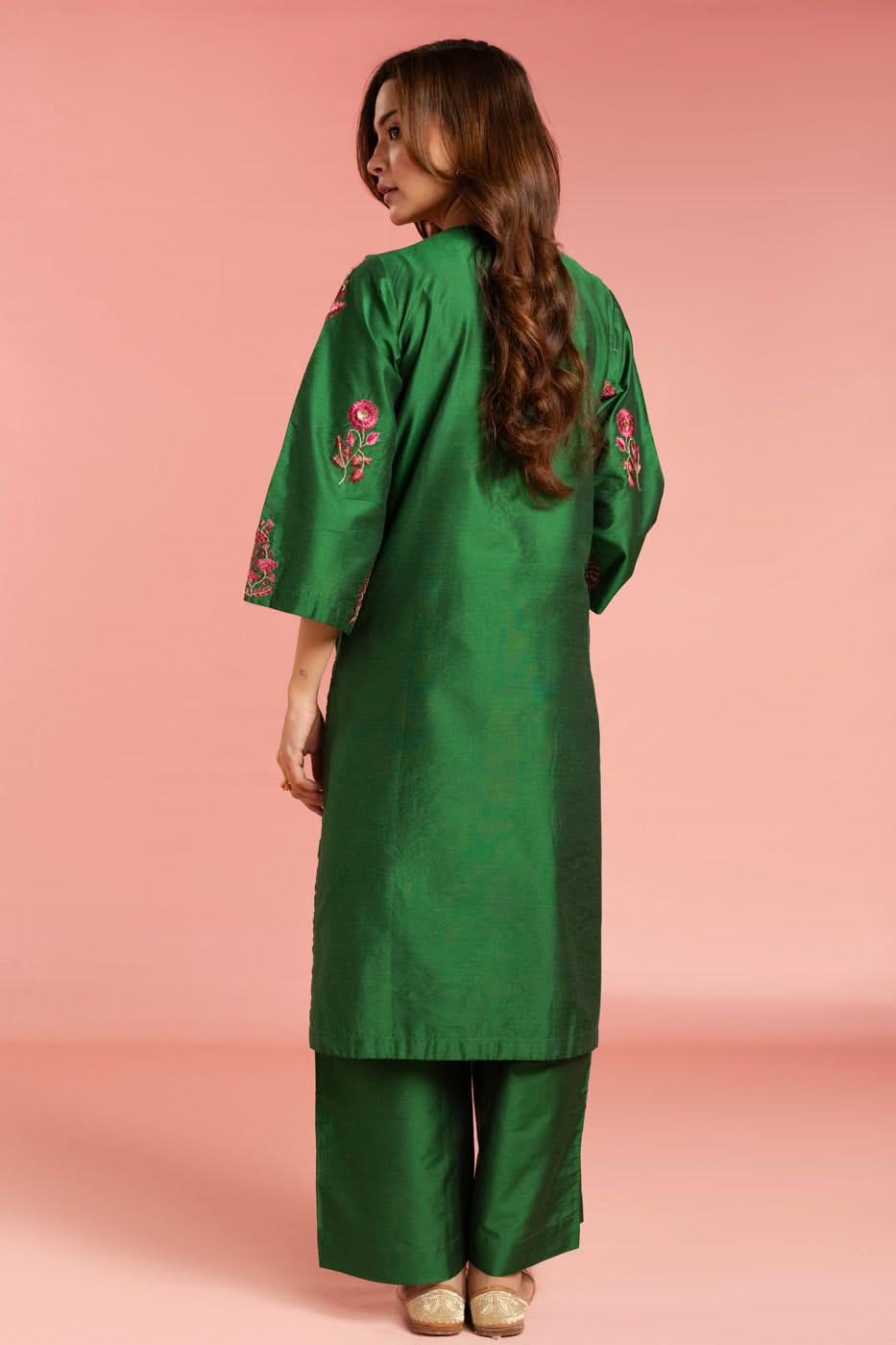 Stitched - 2 Pc Embroidered Cotton Silk Outfit