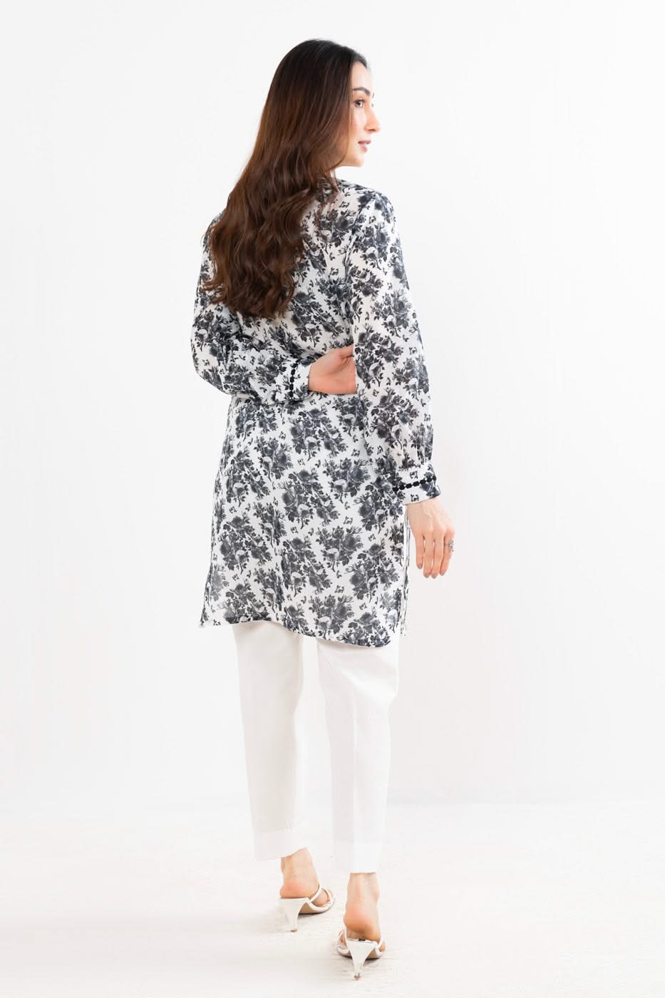 One Piece Printed Silver Lawn Shirt