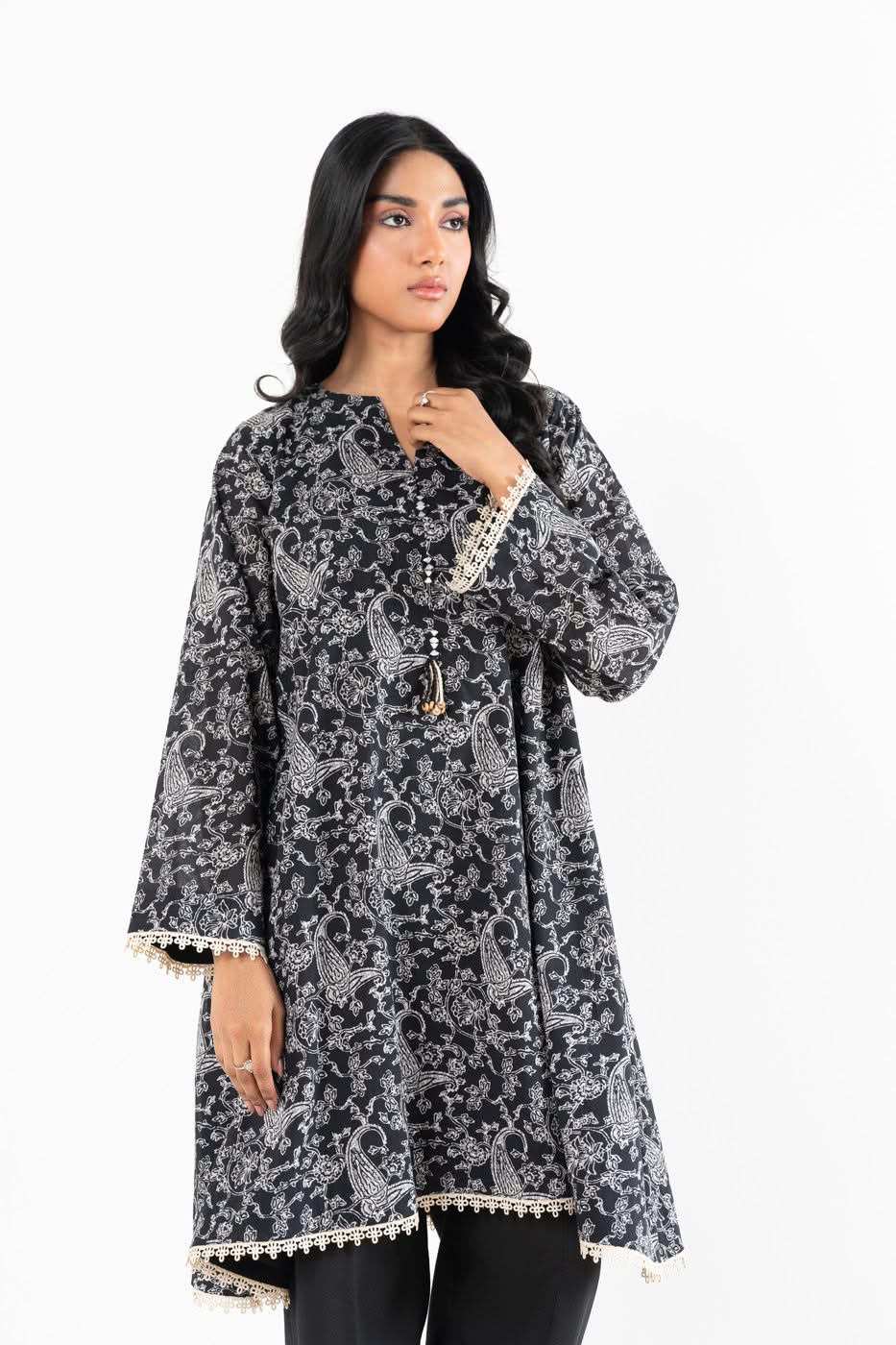 One Piece Printed Silver Lawn Shirt