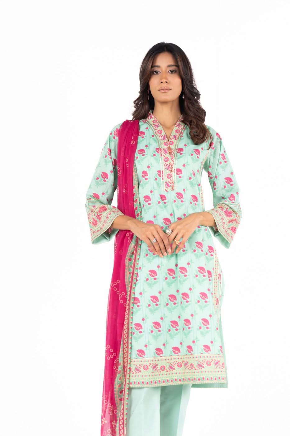 3 Piece Printed Lawn Suit With Printed Chiffon Dupatta