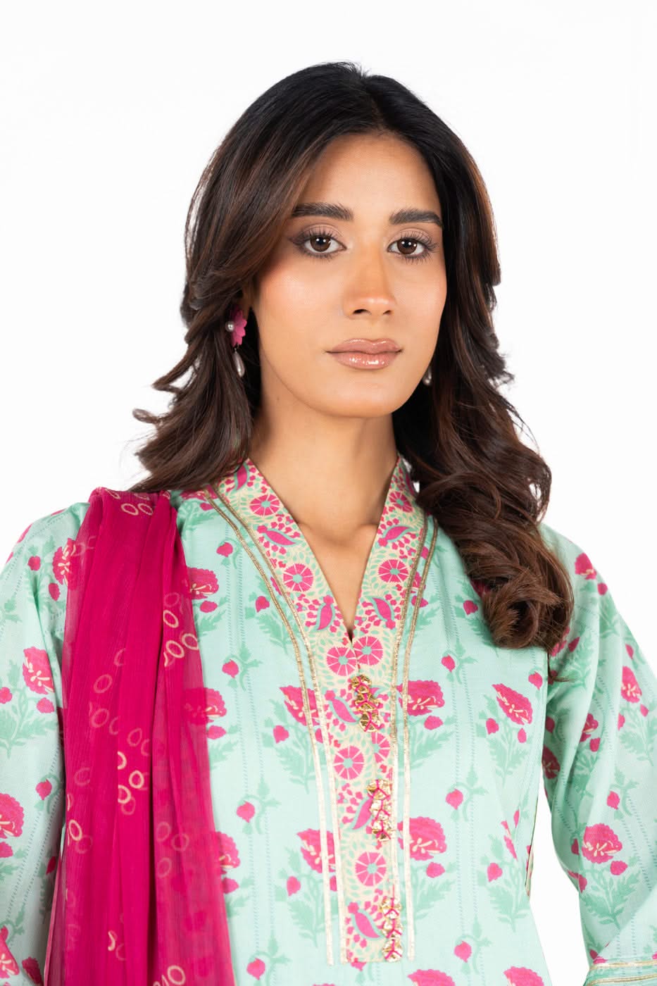 3 Piece Printed Lawn Suit With Printed Chiffon Dupatta