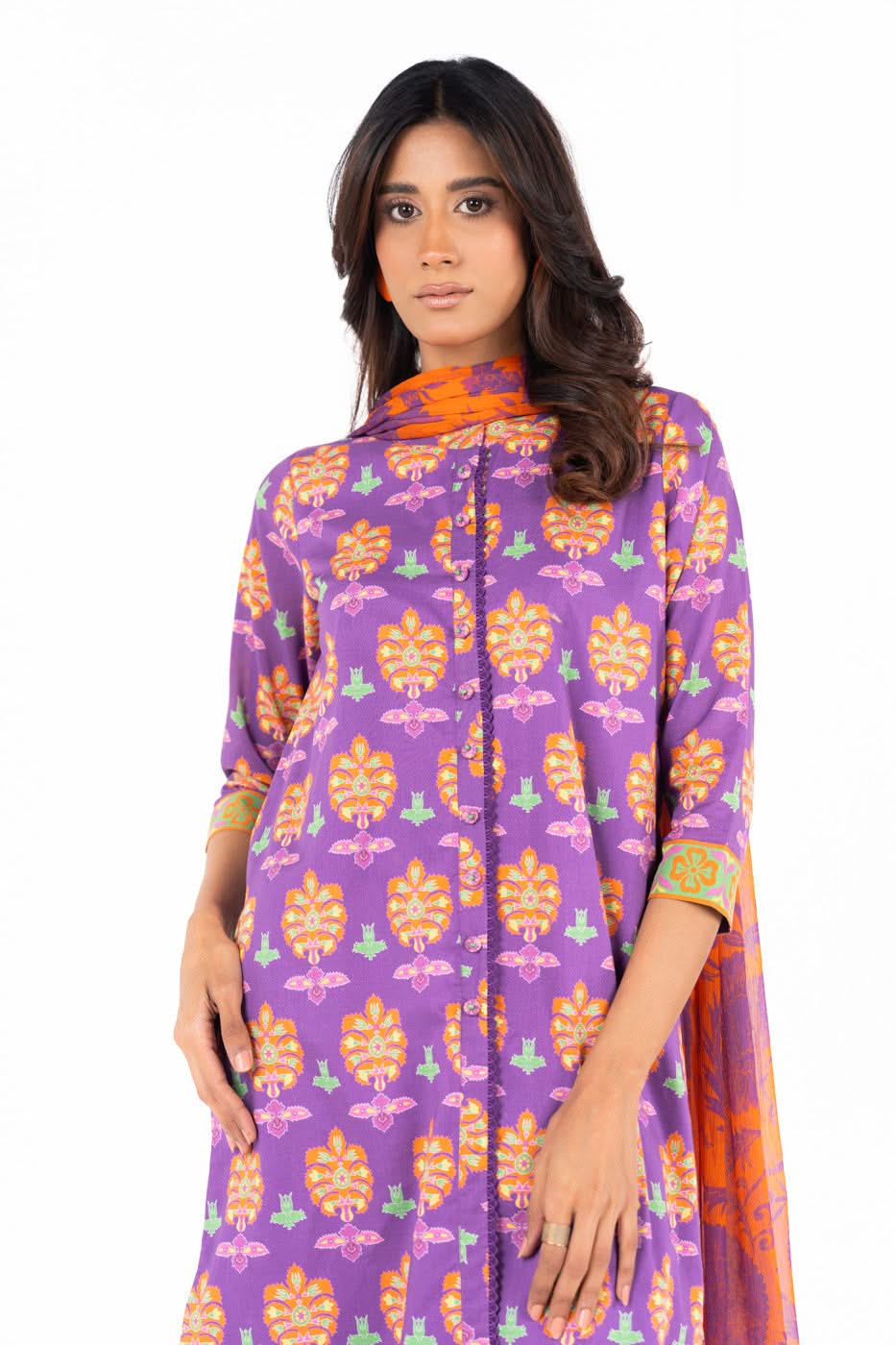3 Piece Printed Lawn Suit With Printed Chiffon Dupatta