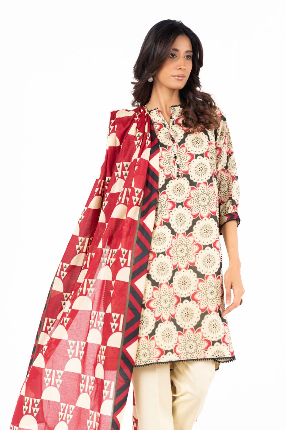 3 Piece Printed Lawn Suit With Printed Lawn Dupatta