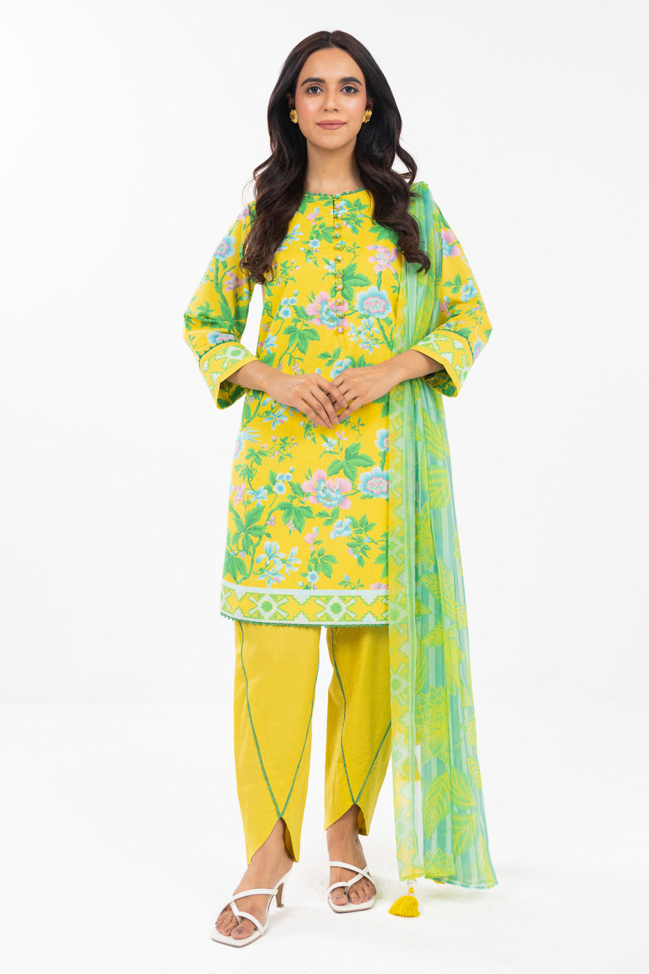 3 Piece Printed Lawn Suit With Printed Chiffon Dupatta