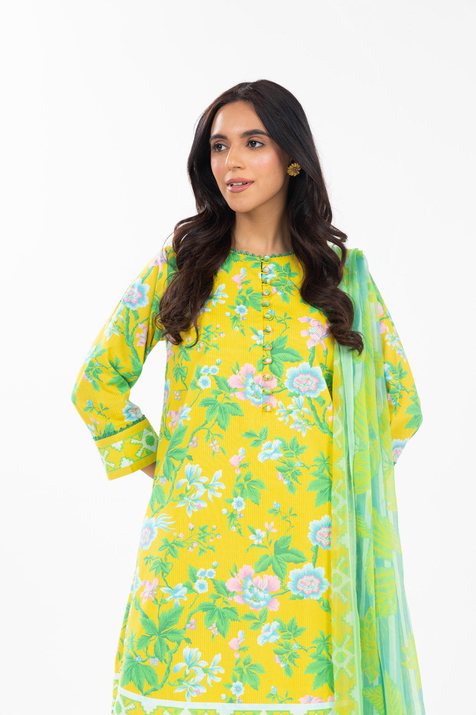 3 Piece Printed Lawn Suit With Printed Chiffon Dupatta