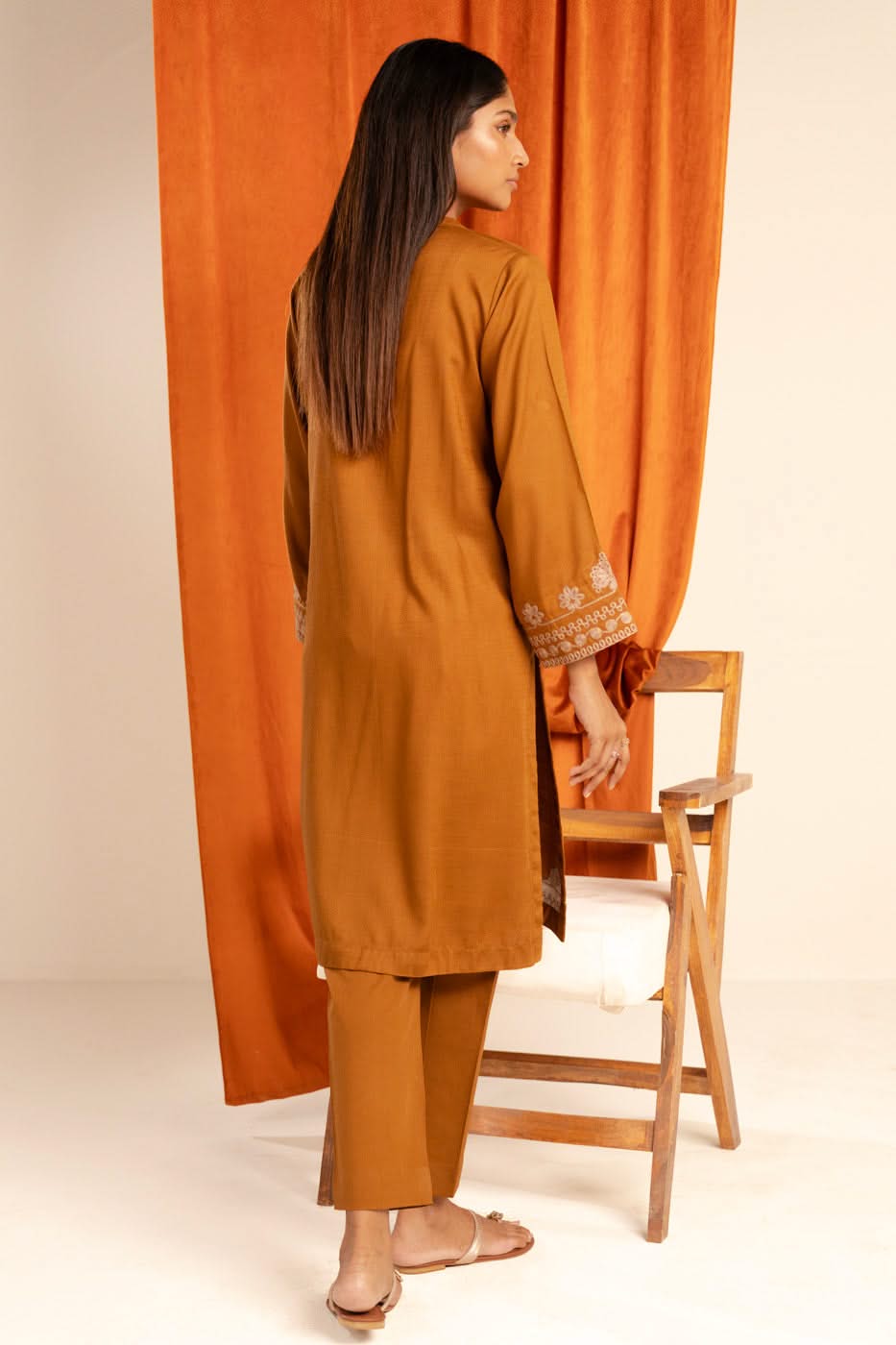 Stitched - Dyed Embroidered Cambric Kurta