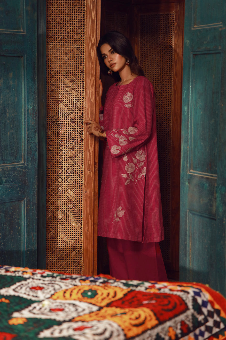 Stitched - 2 Pc Embroidered Yarn Dyed Outfit