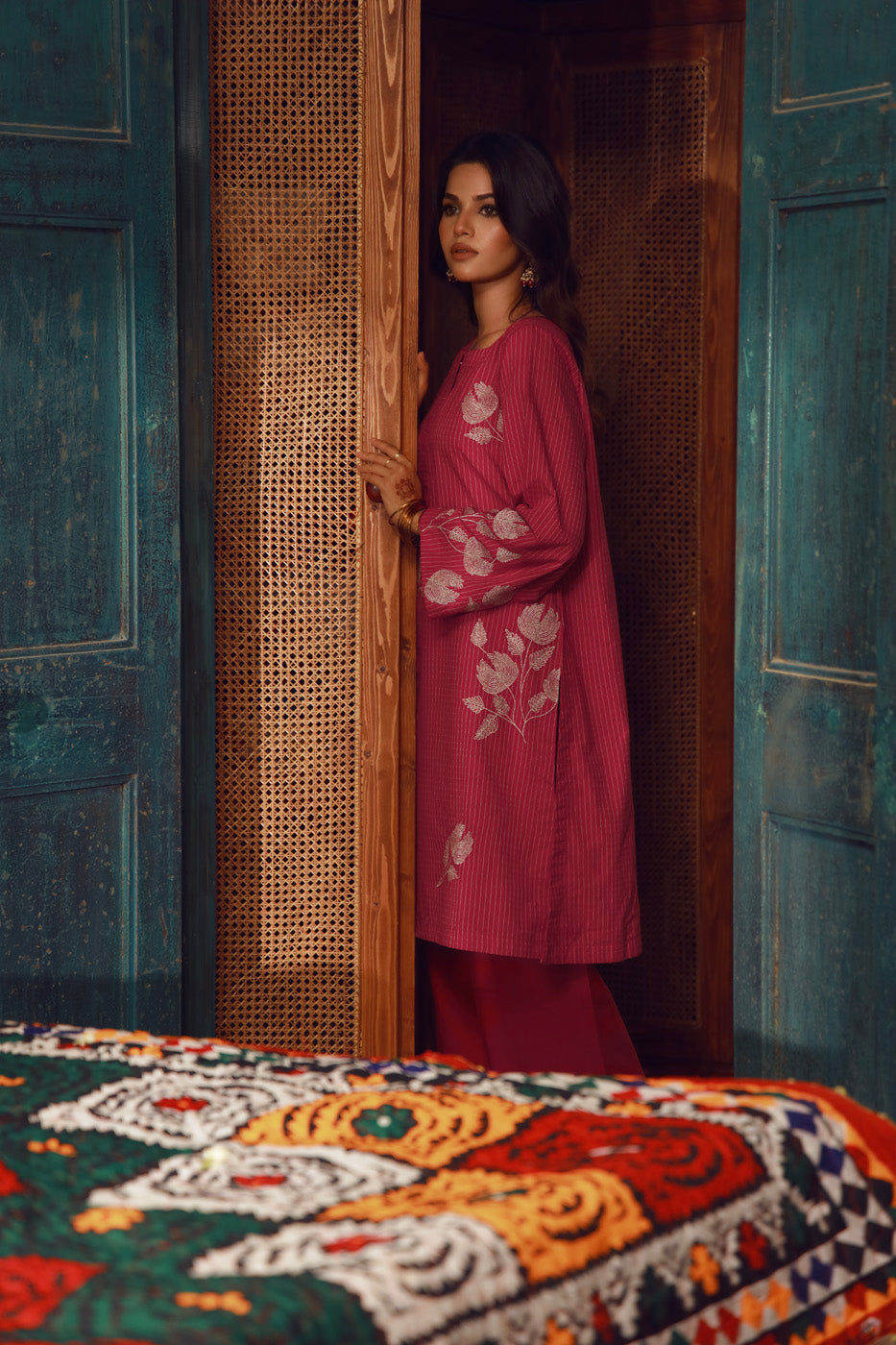 Stitched - 2 Pc Embroidered Yarn Dyed Outfit