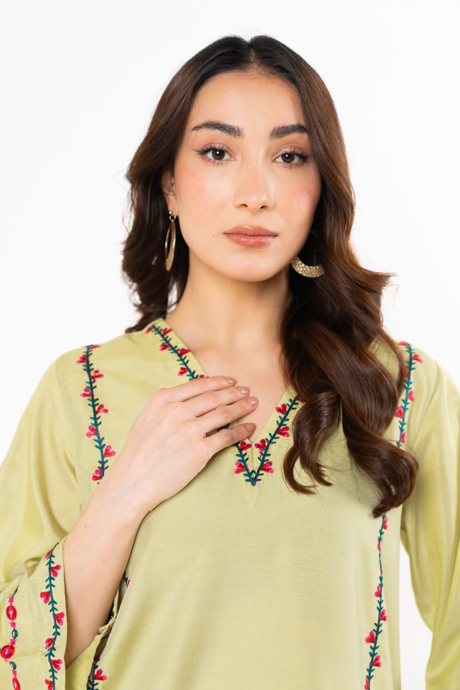 Stitched - 2 Pc Embroidered Cotton Silk Outfit