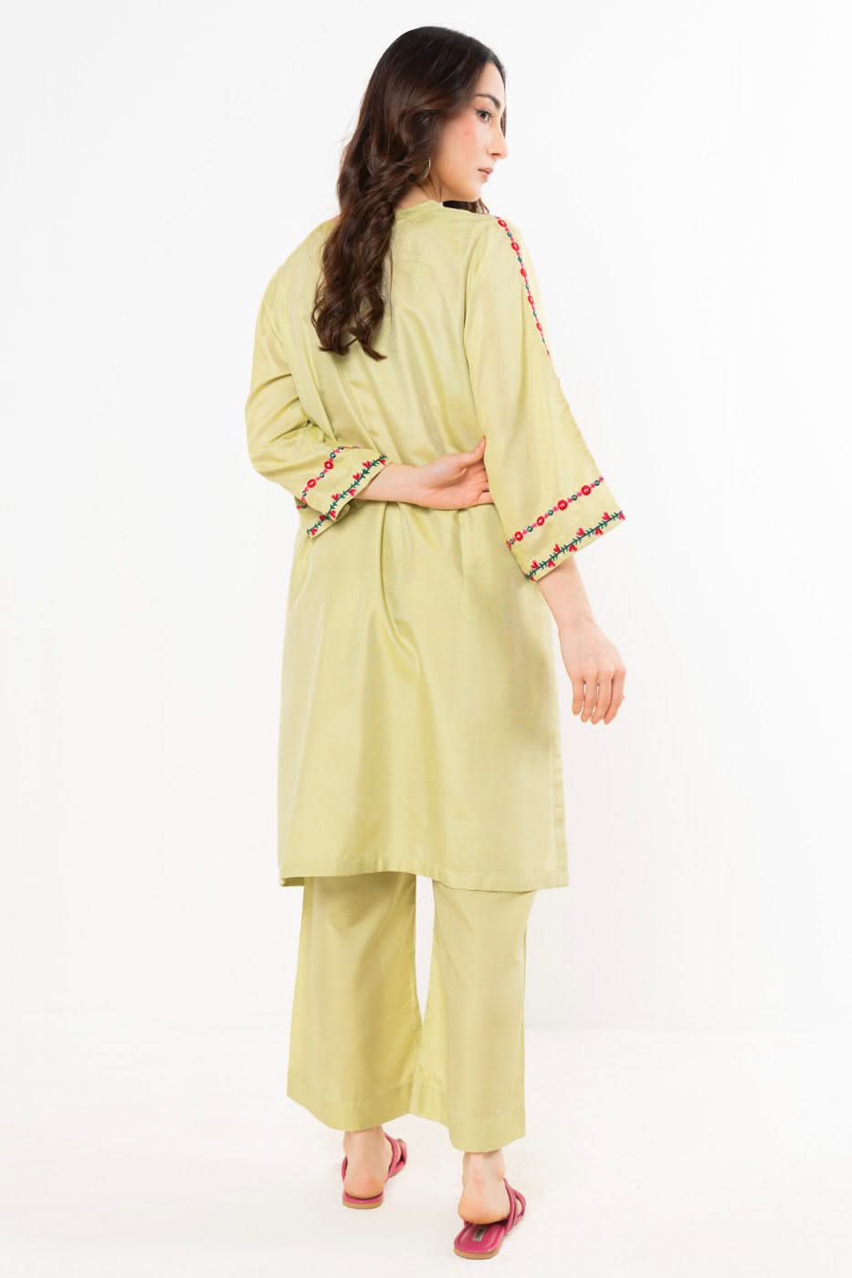 Stitched - 2 Pc Embroidered Cotton Silk Outfit