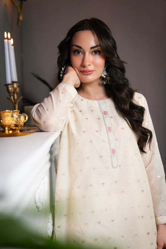 Stitched - 3 Pc Printed Lurex Jacquard Outfit