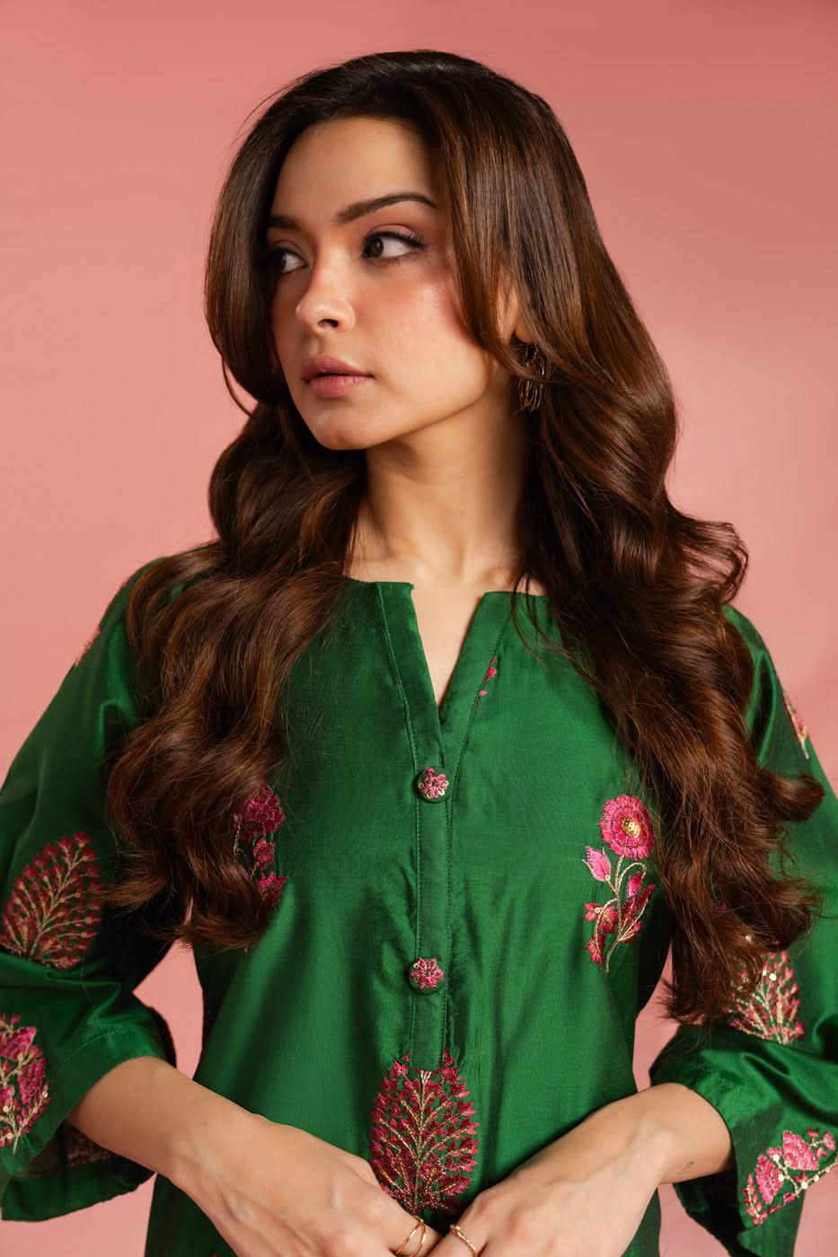 Stitched - 2 Pc Embroidered Cotton Silk Outfit