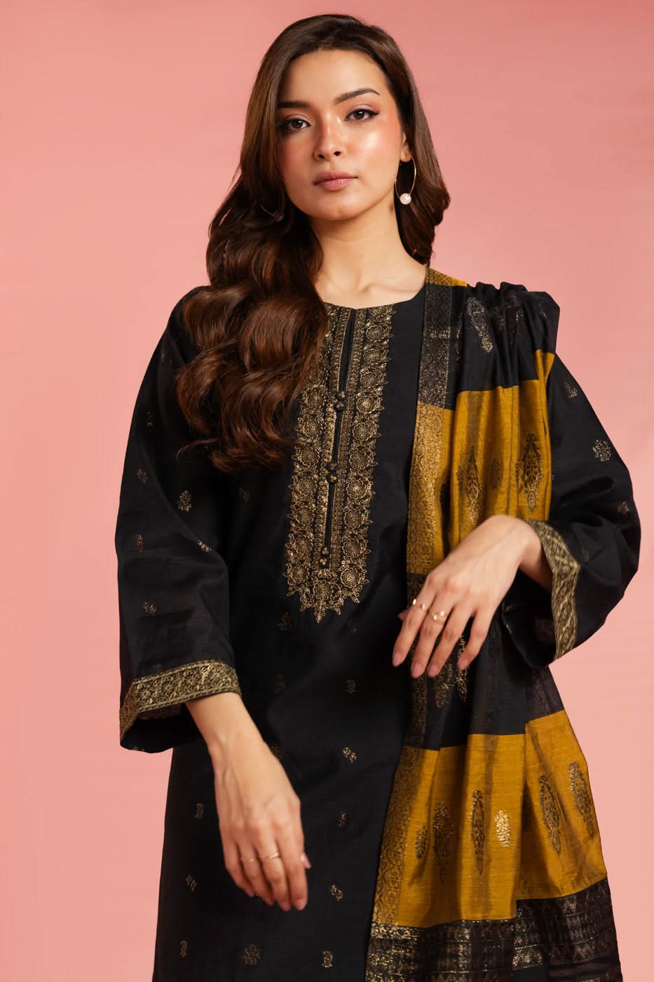 Stitched - 3 Pc Embroidered Jacquard Outfit