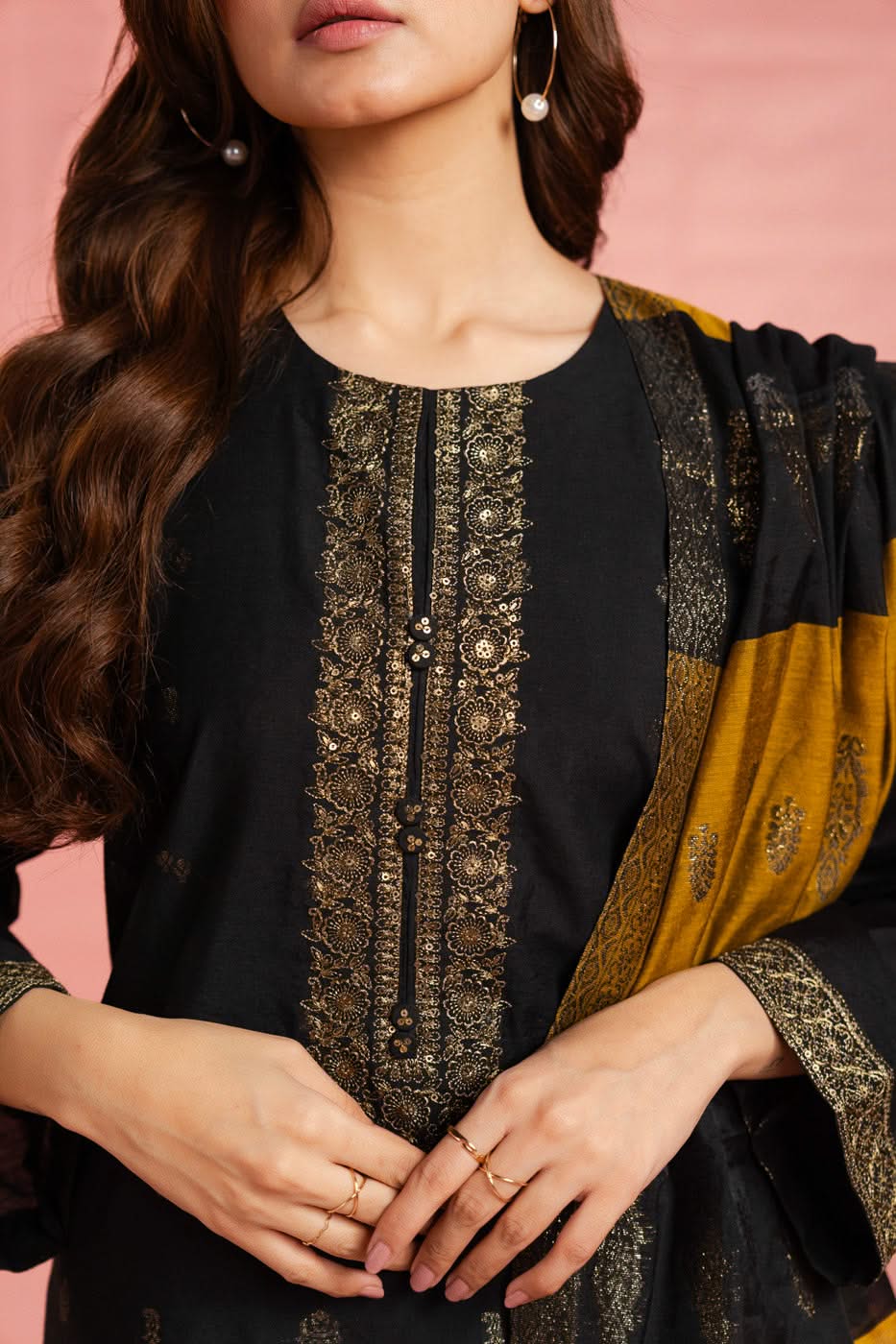 Stitched - 3 Pc Embroidered Jacquard Outfit
