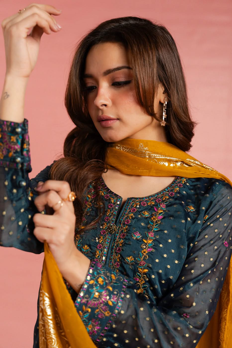 Stitched - 3 Pc Embroidered Jacquard Outfit