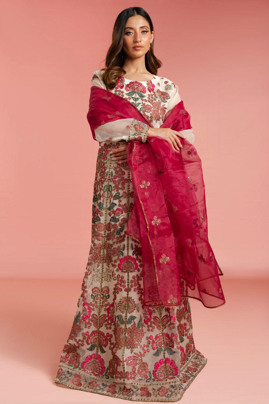 Stitched - 3 Pc Embroidered Organza Outfit