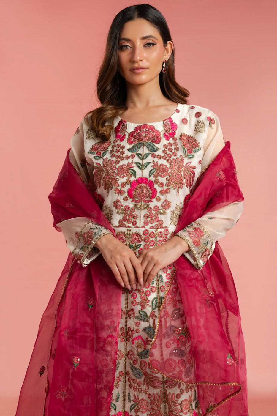 Stitched - 3 Pc Embroidered Organza Outfit