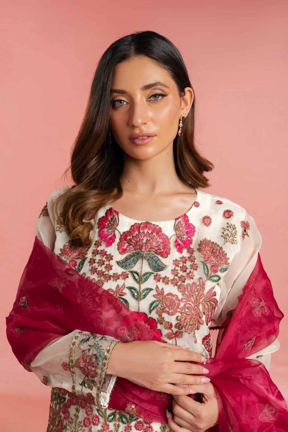 Stitched - 3 Pc Embroidered Organza Outfit
