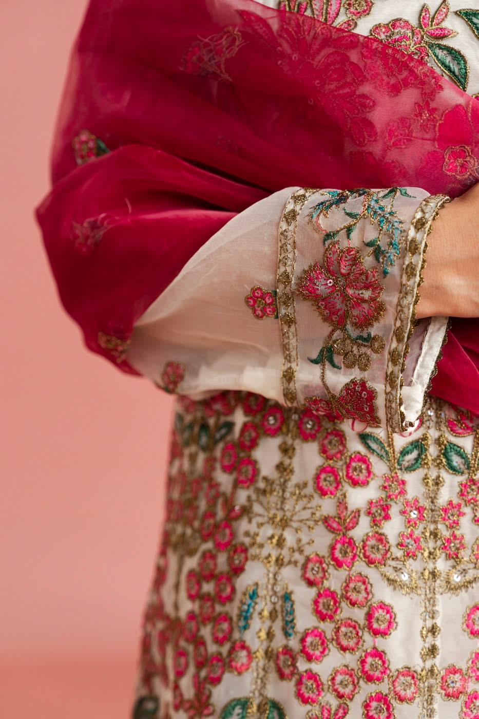 Stitched - 3 Pc Embroidered Organza Outfit