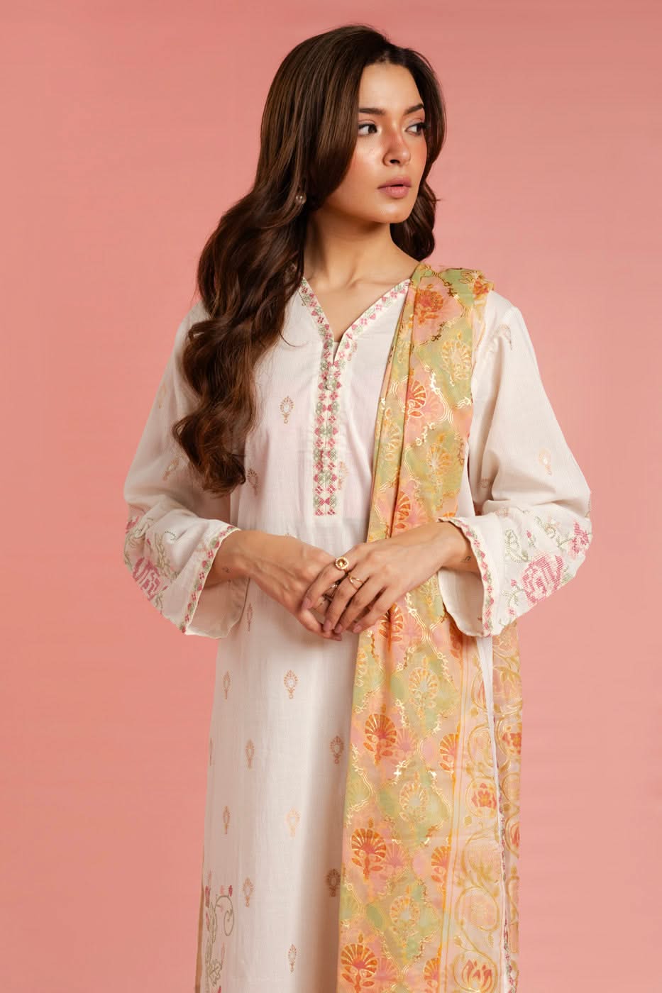 Stitched - 3 Pc Jacquard Outfit