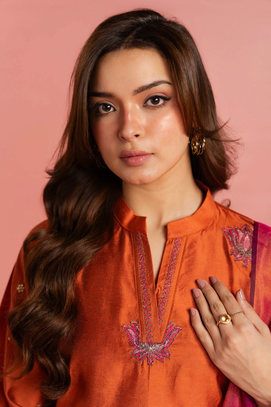 Stitched - 3 Pc Embroidered Cotton Silk Outfit