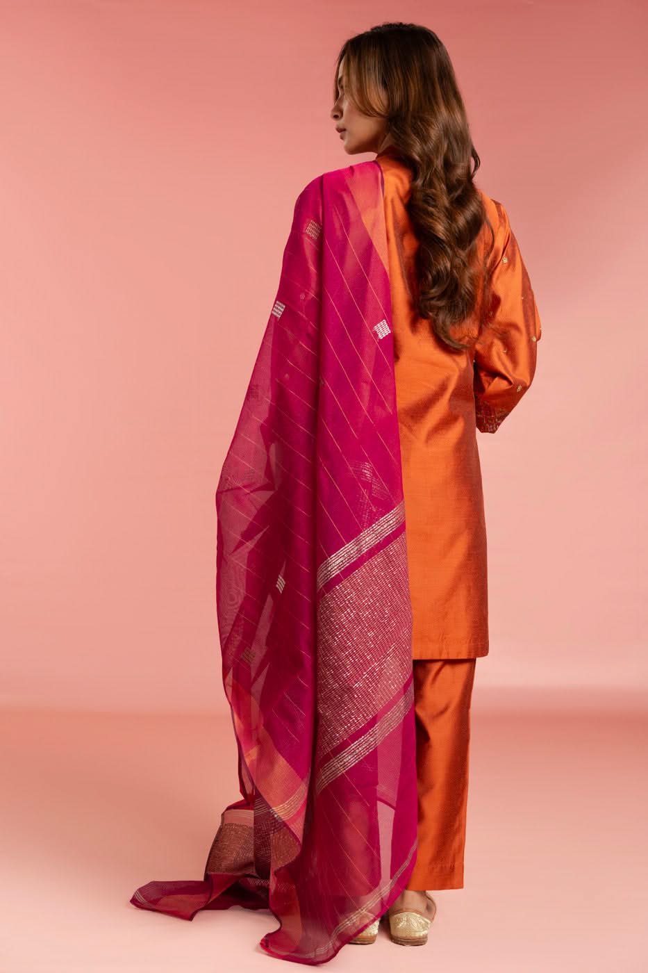 Stitched - 3 Pc Embroidered Cotton Silk Outfit