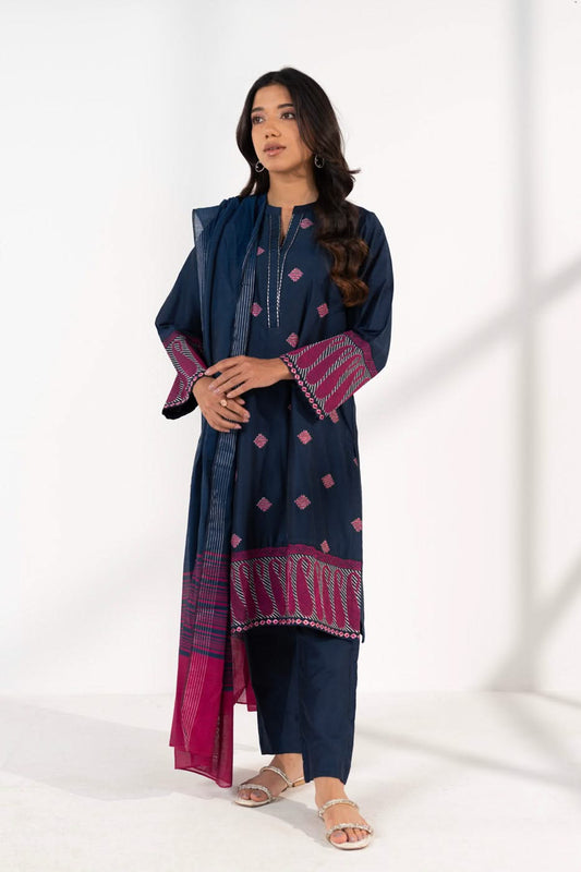 Stitched - 3 Pc Embroidered Cotton Lawn Outfit
