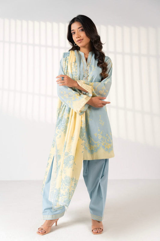 3 Piece Printed Maysuri Lawn Suit With Printed Maysuri Lawn Dupatta