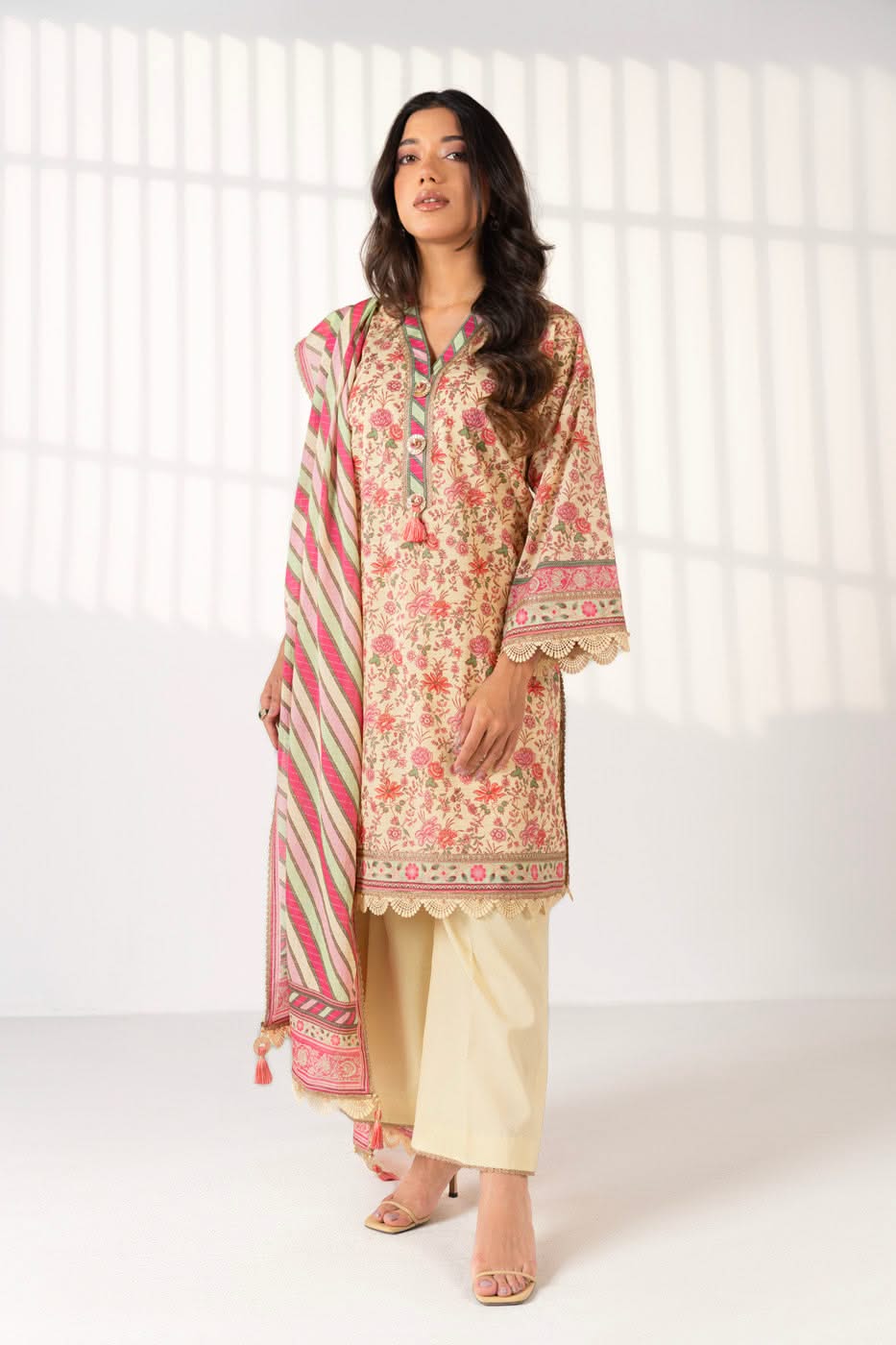 3 Piece Printed Maysuri Lawn Suit With Printed Maysuri Lawn Dupatta