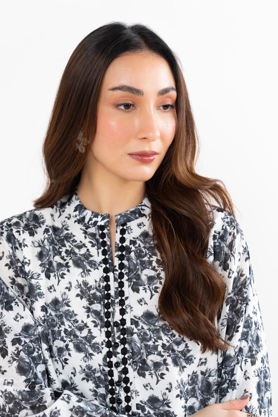 One Piece Printed Silver Lawn Shirt 