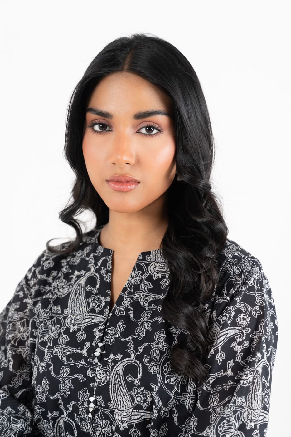 One Piece Printed Silver Lawn Shirt 