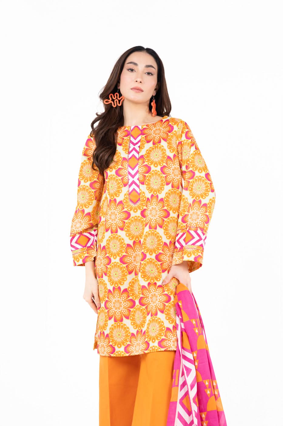 3 Piece  Printed Lawn Suit With Printed Lawn Dupatta