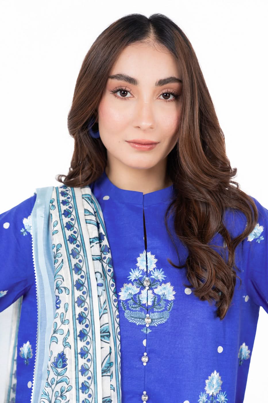 3 Piece  Embroidered Printed Lawn Suit With Printed Zari Chiffon Dupatta