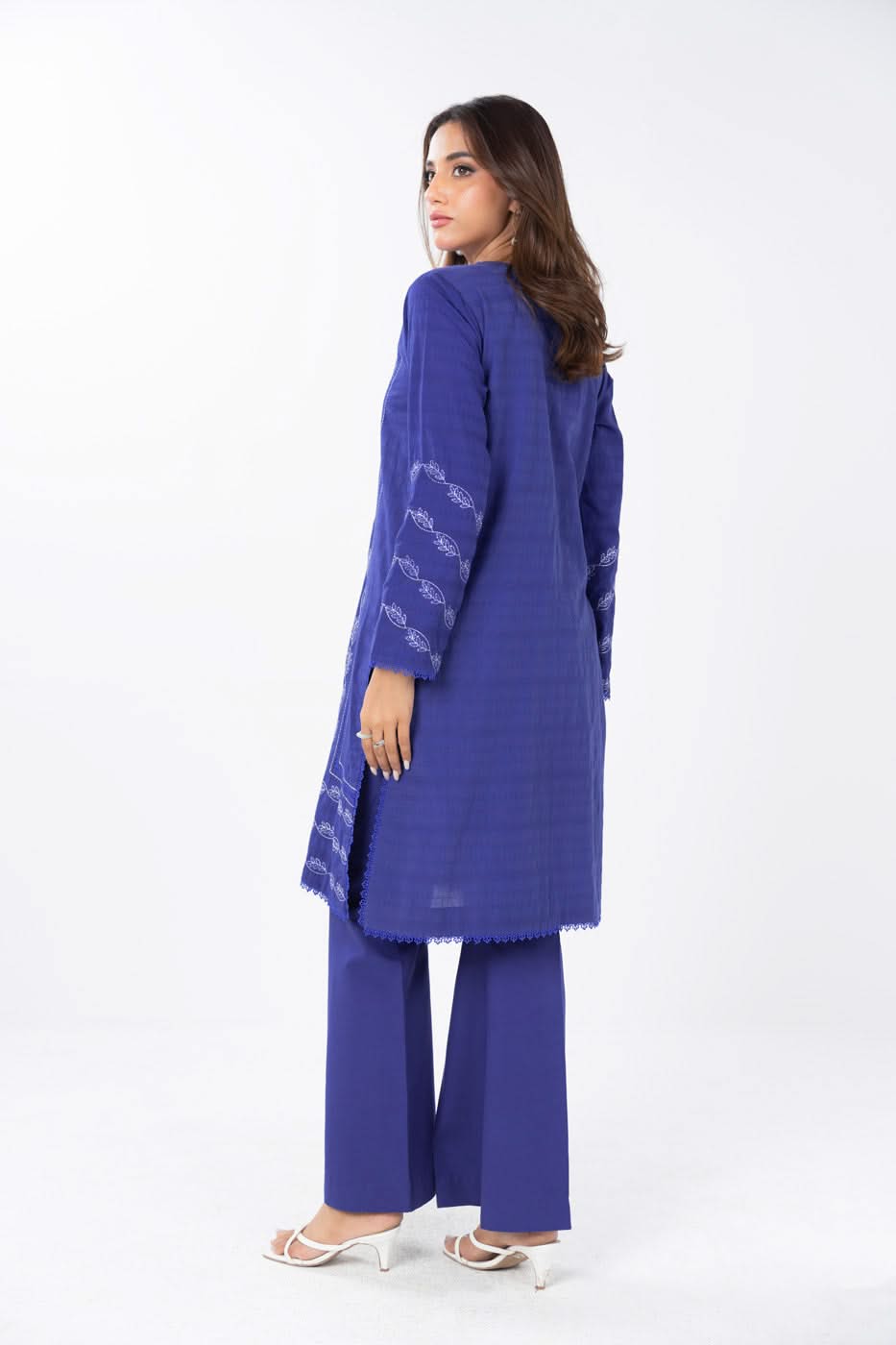 2 Piece  Embroidered Dyed Self Jacquard Suit With Dyed Cambric  Trouser