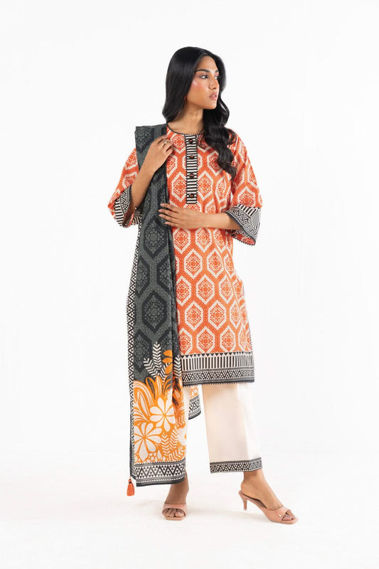 3 Pc Printed Lawn Suit With Printed Lawn Dupatta