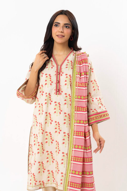 2 Pc Printed Lawn Suit With Printed Lawn Dupatta