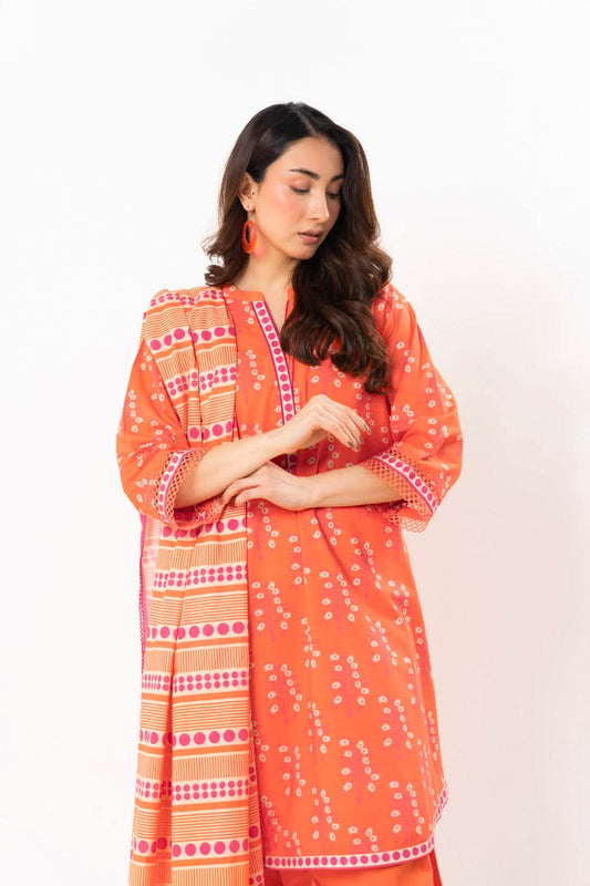 2 Piece Printed Lawn Suit With Printed Lawn Dupatta