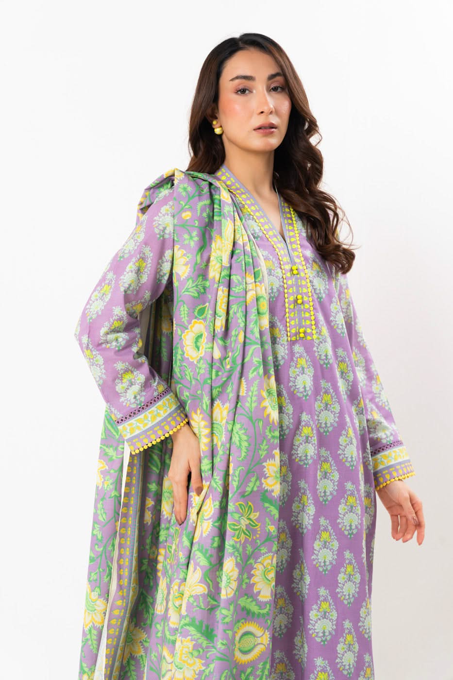3 Pc Printed Lawn Suit With Printed Lawn Dupatta