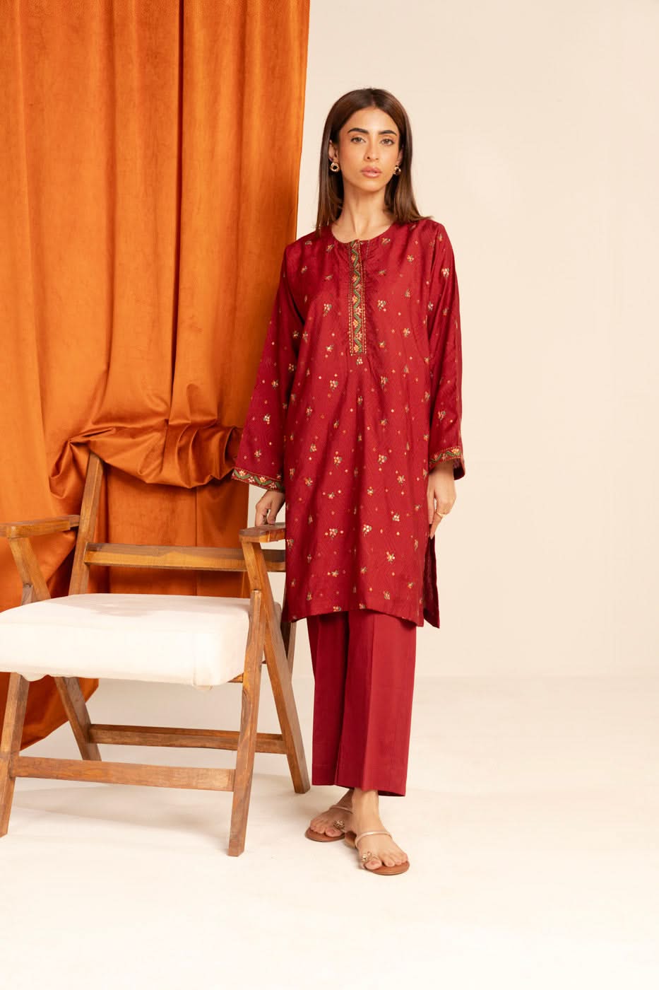 Stitched - 2 Pc Printed Embroidered Dobby Outfit