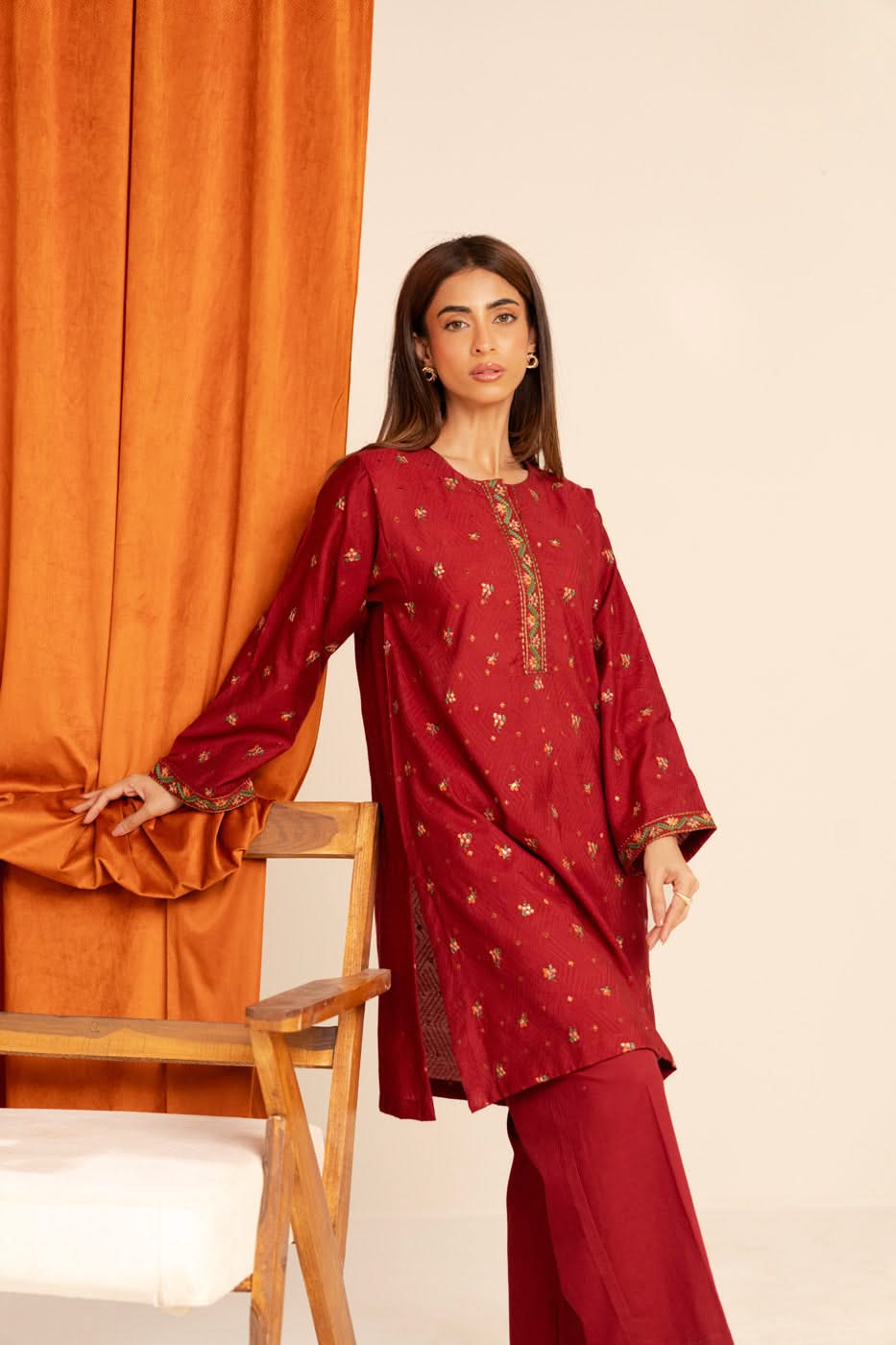 Stitched - 2 Pc Printed Embroidered Dobby Outfit