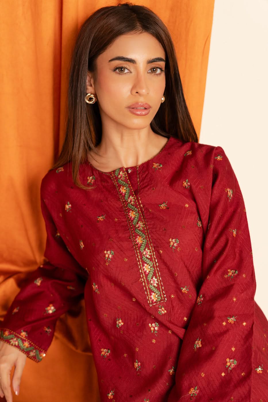 Stitched - 2 Pc Printed Embroidered Dobby Outfit
