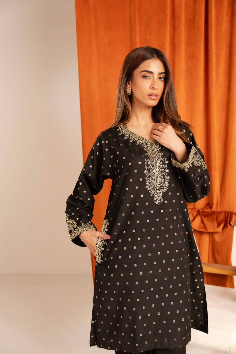 Stitched - 2 Pc Embroidered Jacqurad Outfit