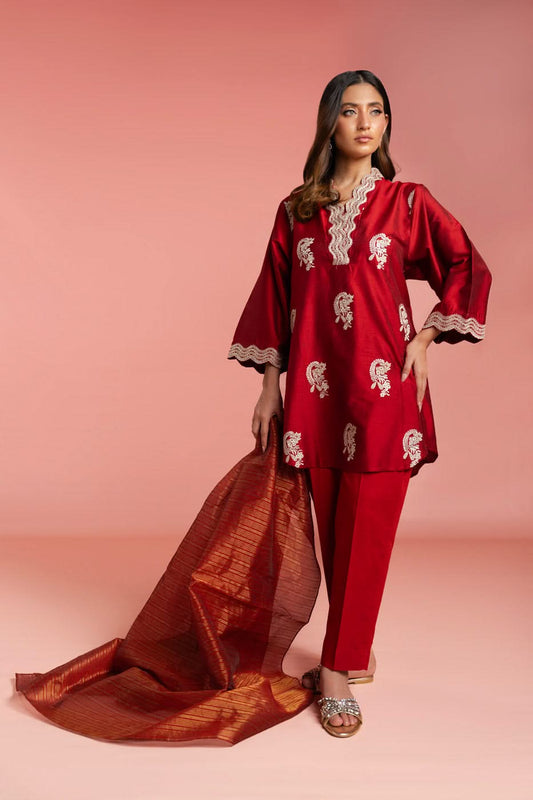 Stitched - 2 Pc Embroidered Yarn Dyed Outfit