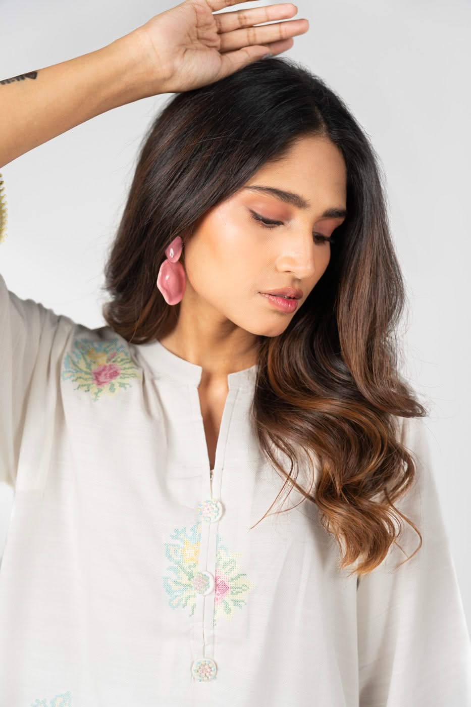 Stitched - 3 Pc Embroidered Cambric Outfit
