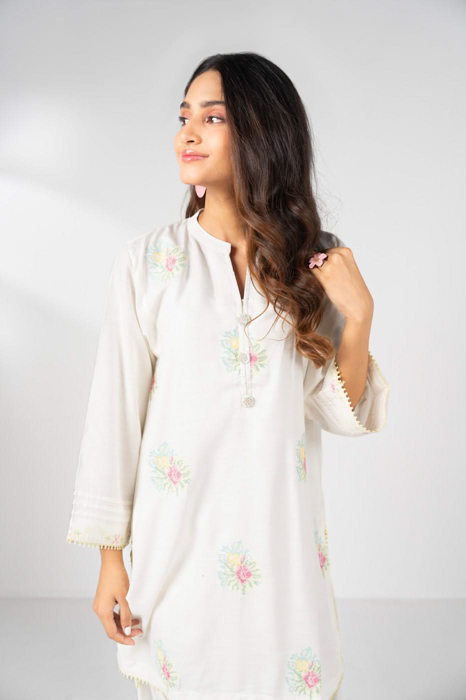 Stitched - 3 Pc Embroidered Cambric Outfit