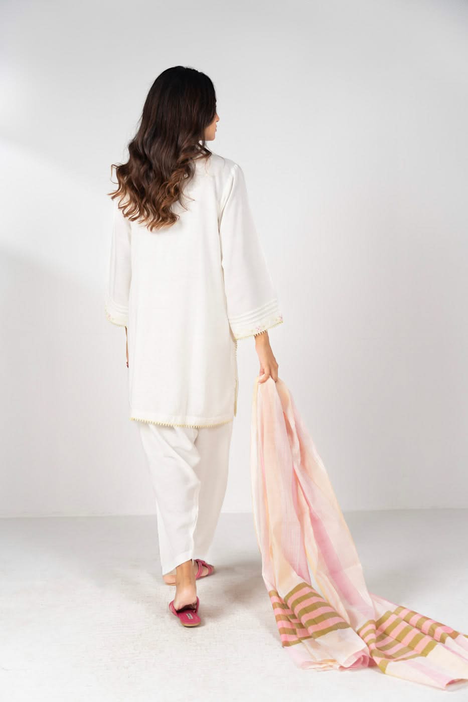 Stitched - 3 Pc Embroidered Cambric Outfit