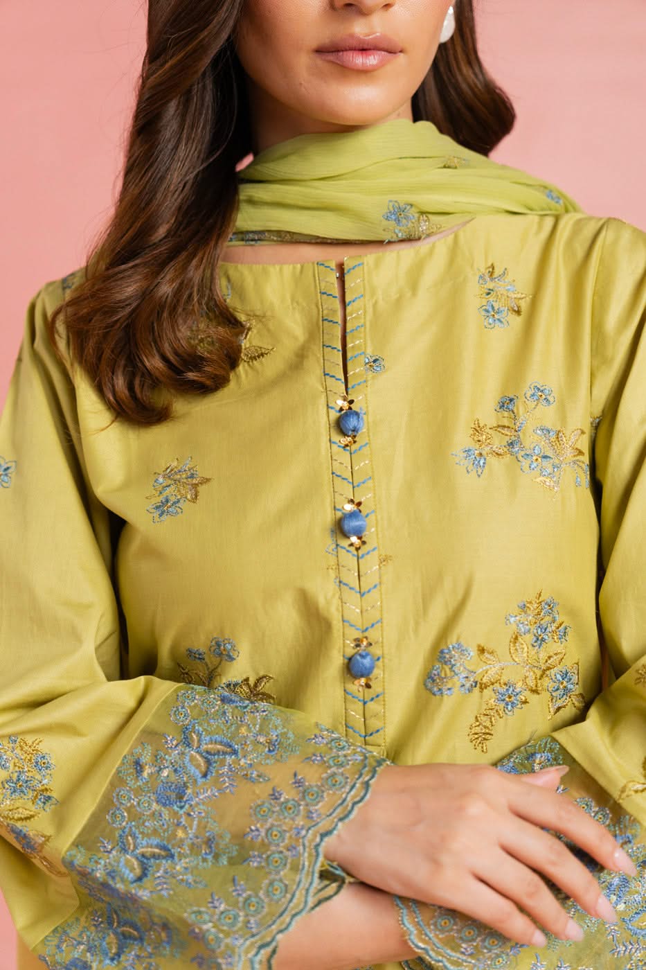 Stitched - 3 Pc Embroidered Lawn Outfit