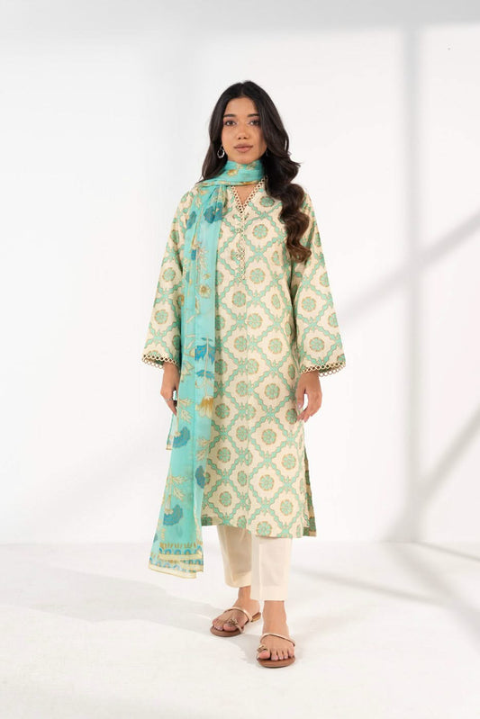 Stitched - Printed Cotton Silk Kurta