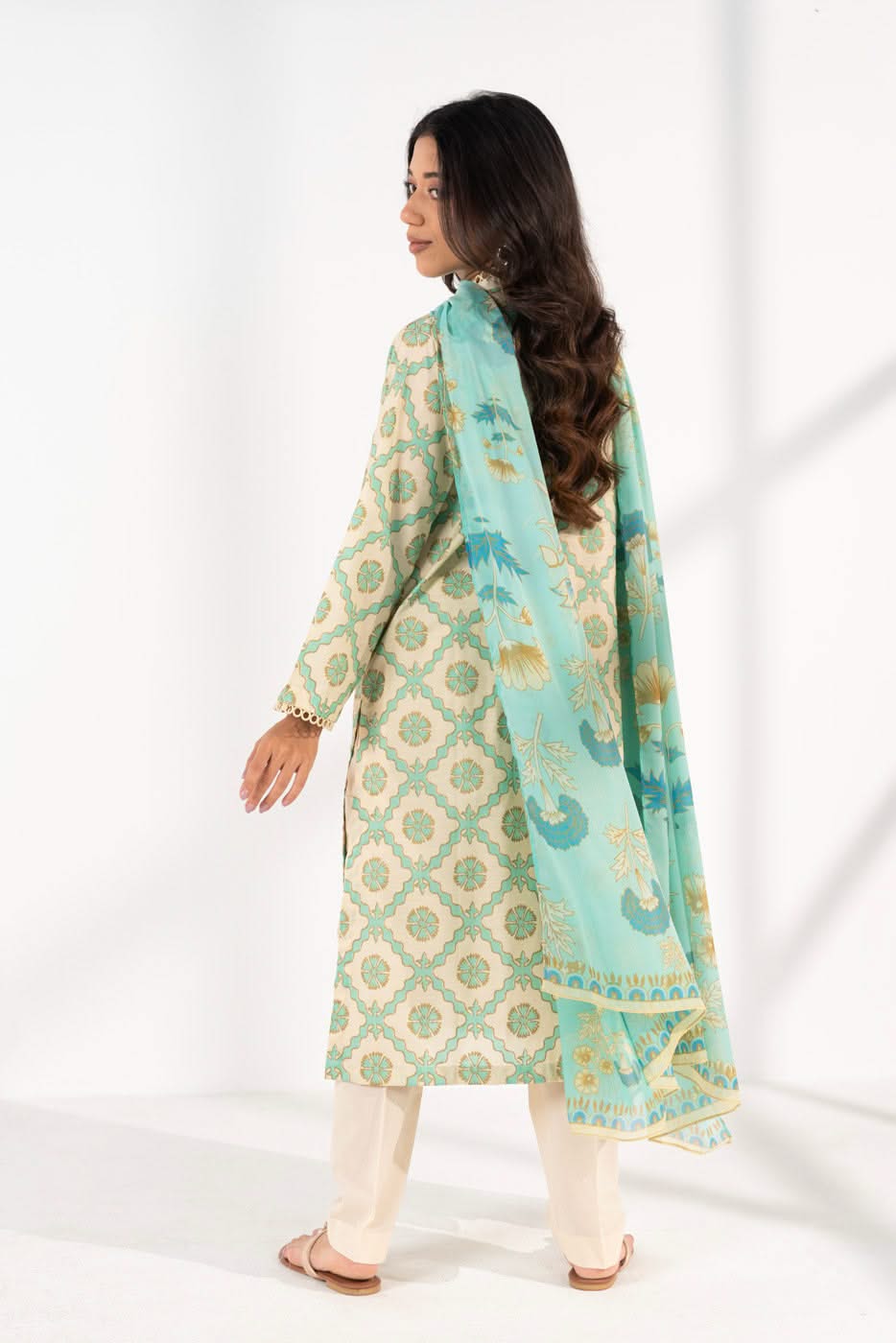Stitched - Printed Cotton Silk Kurta
