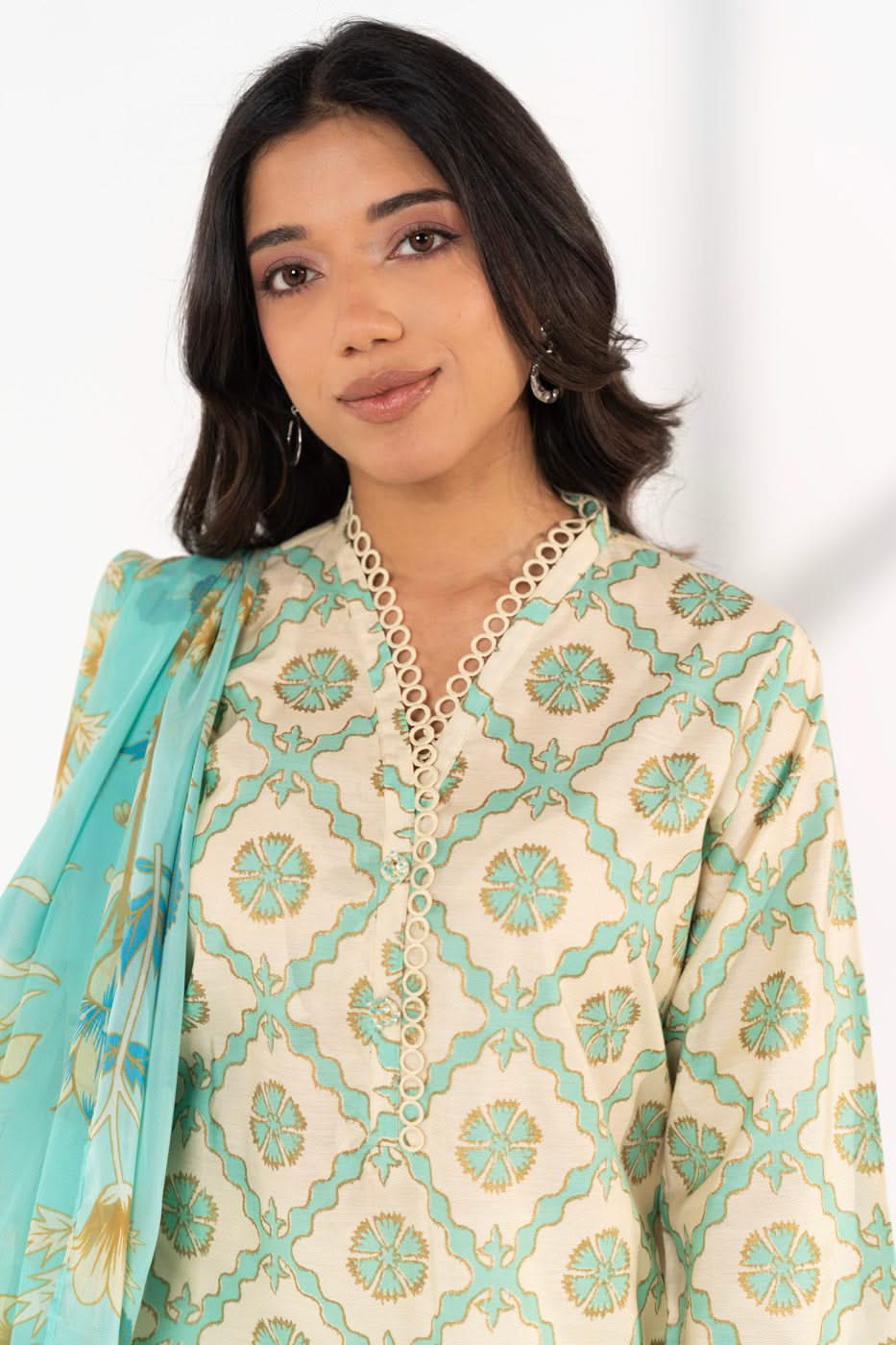 Stitched - Printed Cotton Silk Kurta